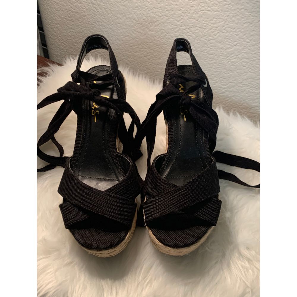 Lulus Black Lace Up Wedge